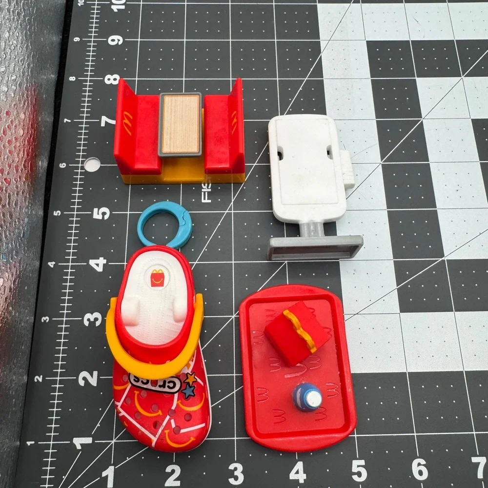 McDonald's Happy Meal Toy Lot Red Yellow Crocs Keychain Booth Tray Menu